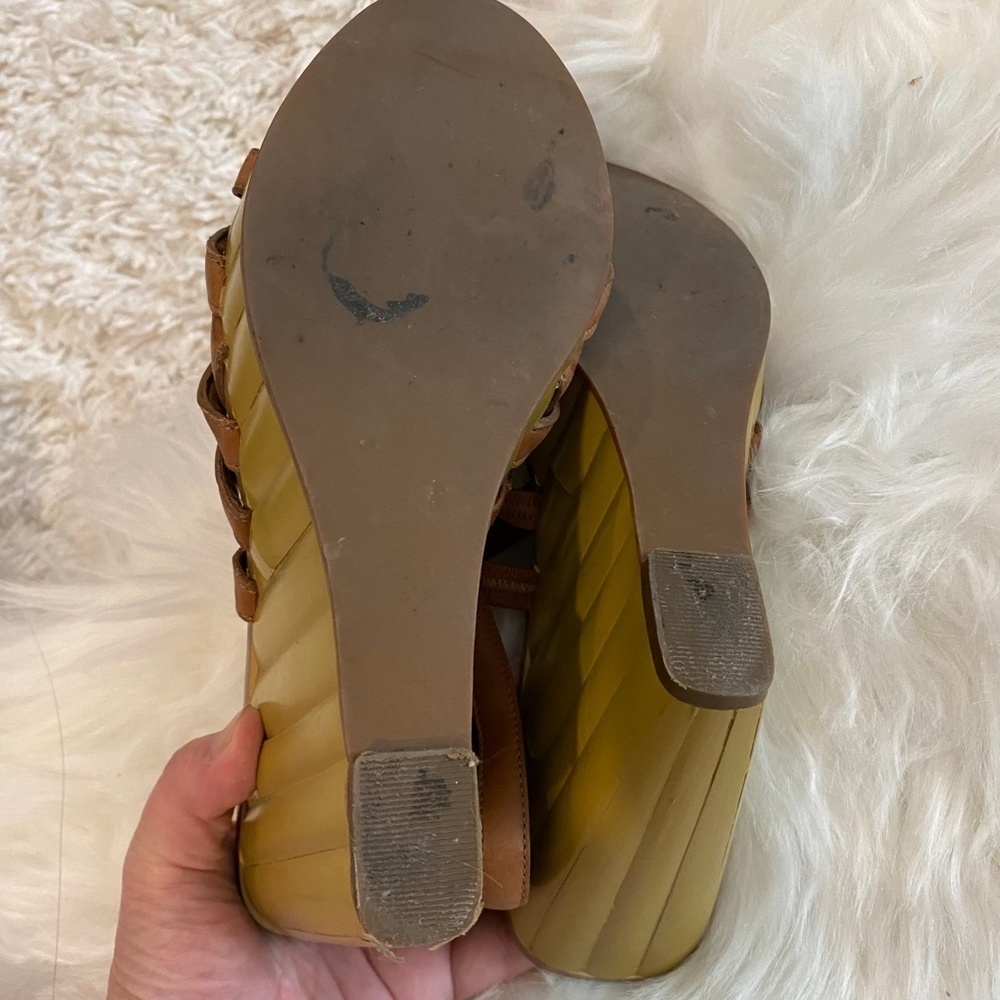 Linea Paolo Bamboo Wedges. Brown. Sz 8 - Picture 7 of 9